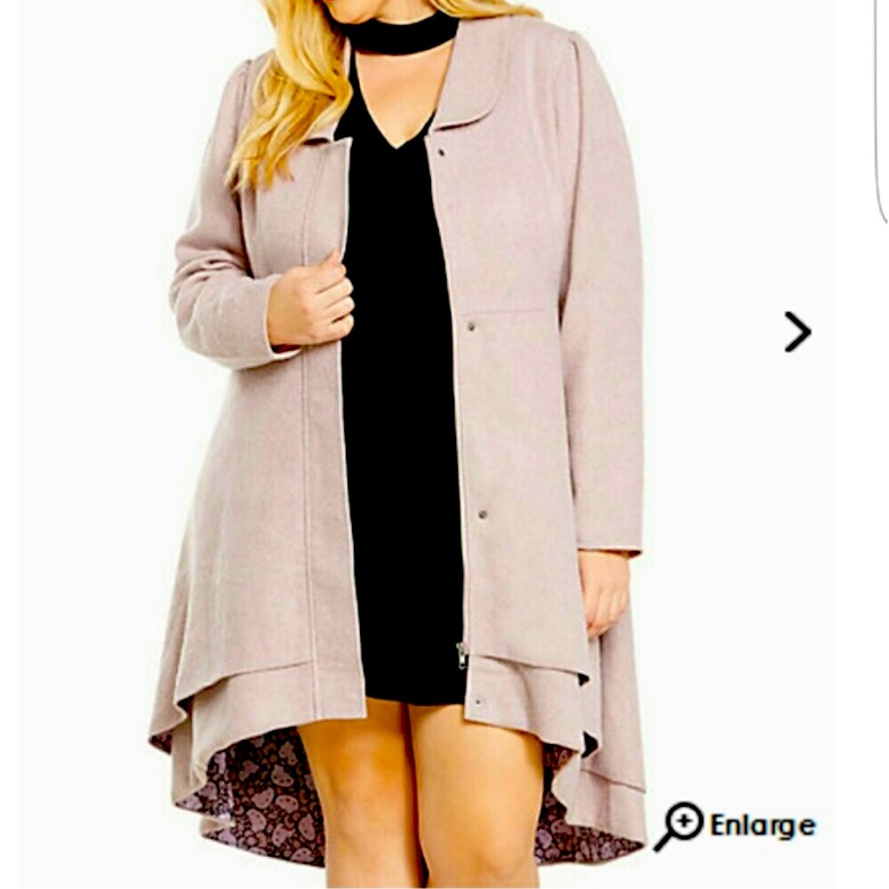 Torrid Purple and Pink Pea Coat with Dramatic Flared Hem